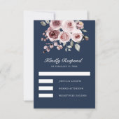 Cartons Réponse Dusty Pink Roses Navy Blue Wedding (Devant)