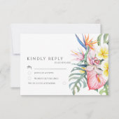 Cartons Réponse Dusty Pink Tropical Floral Botanical Wedding (Devant)