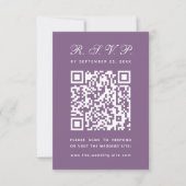 Cartons Réponse Dusty Purple Big QR Code Simple Script Mariage (Devant)