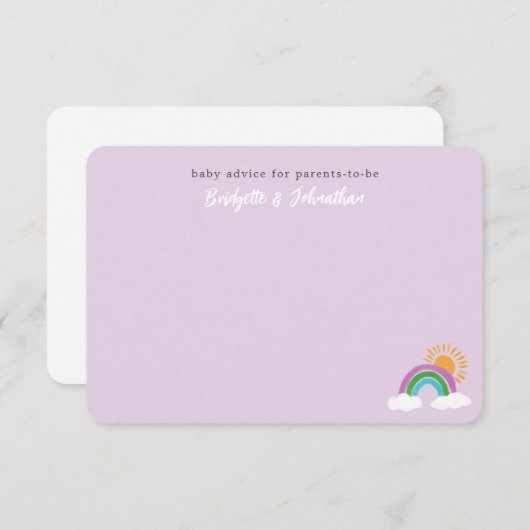 Cartons Réponse Dusty Purple Joli Rainbow Sunshine Conseil bébé (Devant / Derrière)