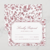 Cartons Réponse Dusty Rose and White Chinoiserie Wedding (Devant / Derrière)