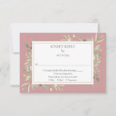 Cartons Réponse Dusty Rose Aquarelle Verdure Mariage or (Devant)