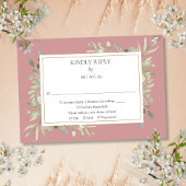 Cartons Réponse Dusty Rose Aquarelle Verdure Mariage or