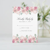 Cartons Réponse Dusty Rose Blush Floral Mariage (Debout devant)