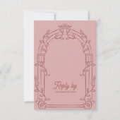 Cartons Réponse Dusty Rose Ornate Arch Botanical Wedding Reply By (Devant)