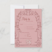 Cartons Réponse Dusty Rose Ornate Arch Botanical Wedding Reply By (Dos)