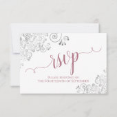 Cartons Réponse Dusty Rose sur White Elegant Mariage de calligraph (Devant)