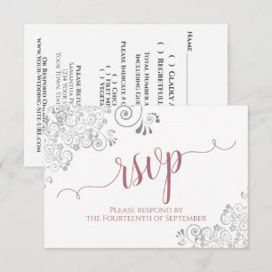 Cartons Réponse Dusty Rose sur White Elegant Mariage de calligraph