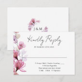 Cartons Réponse Dusty Rose transparent Mariage de monogramme flora (Devant / Derrière)