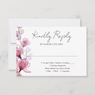 Cartons Réponse Dusty Rose transparent Mariage de monogramme flora