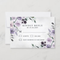 Dusty violet et gris argenté Floral Mariage rustiq