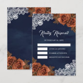 Cartons Réponse Earthy Dusty Terracotta Rose Navy Blue Wedding (Devant / Derrière)