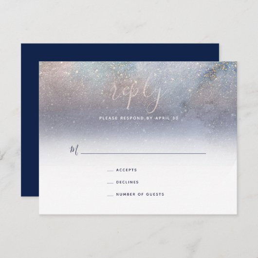 Cartons Réponse Écrit dans les étoiles Starry Mariage de nuit (Devant / Derrière)