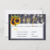 Cartons Réponse Écriture de mariage automne rustique bleu marine t (Devant)