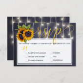 Cartons Réponse Écriture de mariage automne rustique bleu marine t (Devant / Derrière)