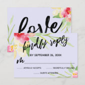 Cartons Réponse Écriture décontractée Aquarelle Fleurs Lavande (Devant / Derrière)