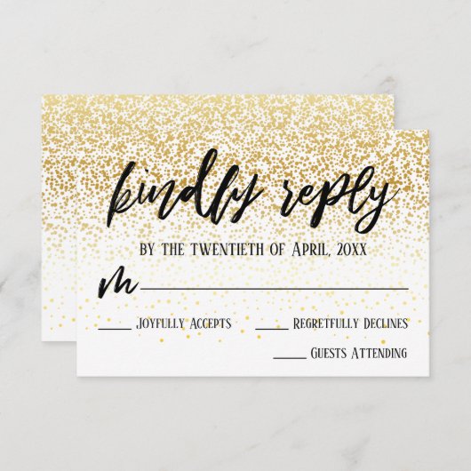 Cartons Réponse Écriture décontractée avec Mariage Faux Gold Confe (Devant / Derrière)