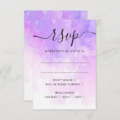 Cartons Réponse Écriture lilas violet d'aquarelle calligraphie mar (Devant / Derrière)