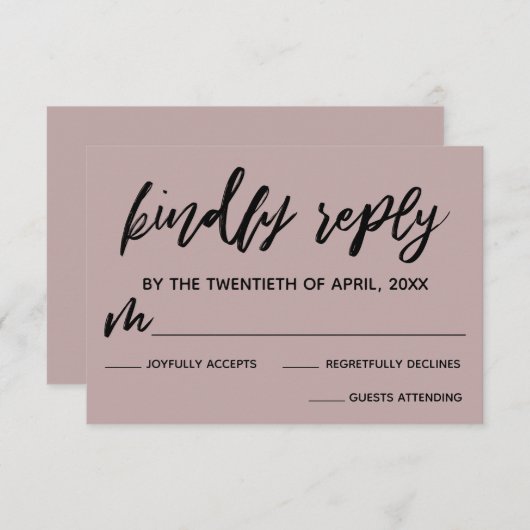 Cartons Réponse Écriture manuscrite décontractée Rose rose de mari (Devant / Derrière)