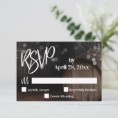 Cartons Réponse Écriture manuscrite éclat Mariage en fût de bois (Debout devant)