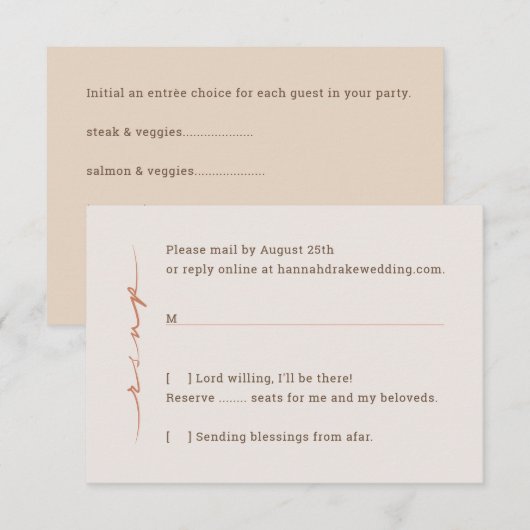 Cartons Réponse Écriture Manuscrite Mariage (Devant / Derrière)