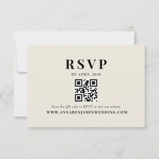 Cartons Réponse Editorial Ivory Photo QR Code Wedding (Devant)