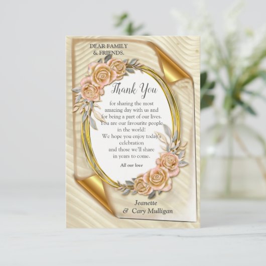 Cartons Réponse Effet d'étirement or Elegant & Rose Feuilles et oi (Debout devant)