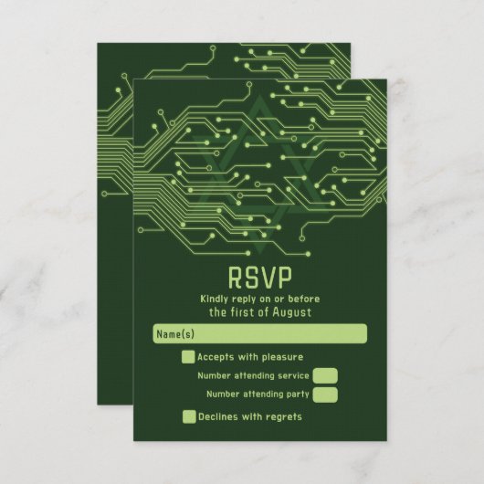 Cartons Réponse Electronique Ordinateur Circuit Board Bar Mitzvah (Devant / Derrière)