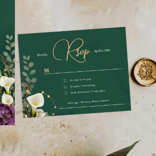 Cartons Réponse Élégance Botanique Émeraude et Ivoire pour Mariage