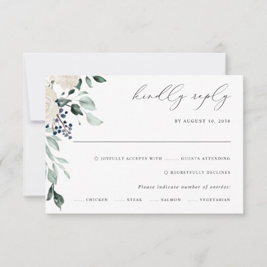 Cartons Réponse Élégance de verdure émeraude pour mariage (Devant)