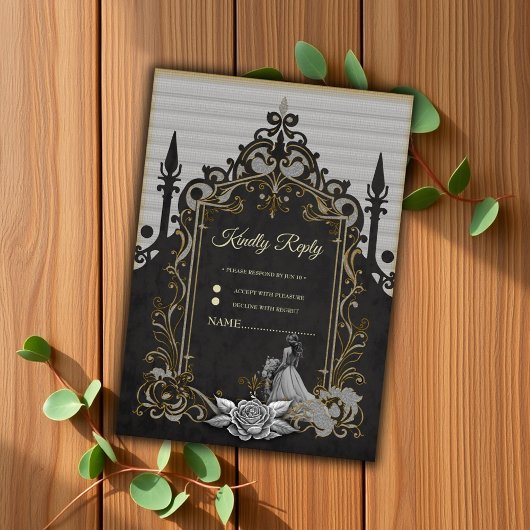 Cartons Réponse Elégance en argent et noir.