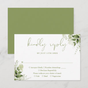 Cartons Réponse Élégance Florale Verdure Mariage Vert de Mousse