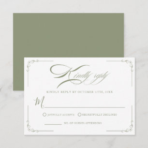 Cartons Réponse Élégance intemporelle Sage Mariage vert