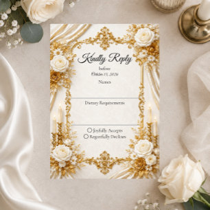 Cartons Réponse Élégance Mariage Ivoire Or Sans Temps