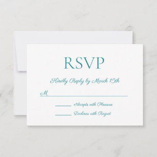 Cartons Réponse Élégance Moderne Minimaliste Mariage Bleu Turquois
