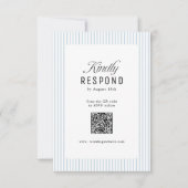 Cartons Réponse Élégance rayée bleu poussiéreux Code QR Mariage (Devant)