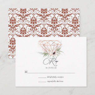 Cartons Réponse Élégance Rustique Mariage Diamant Géométrique Bron