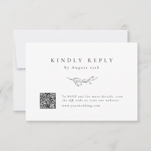 Cartons Réponse Elégance simple botanique verdure mariage de code (Devant)