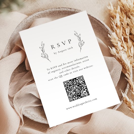 Cartons Réponse Elégance simple botanique verdure mariage de code