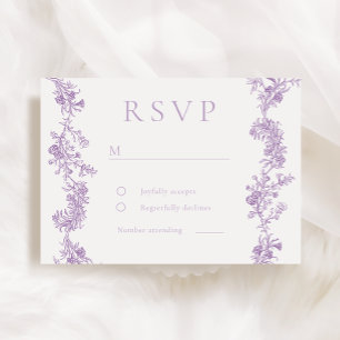 Cartons Réponse Élégance vintage : Mariage floral violet lavande