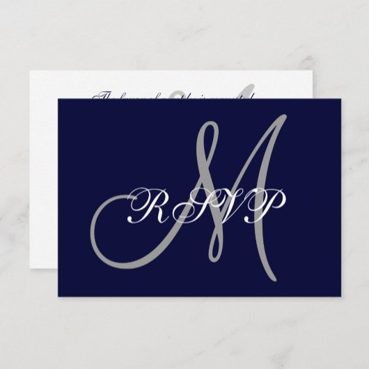 Cartons Réponse Elegant Affair Marine Blue Grey Mariage initial RS