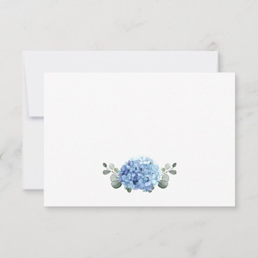 Cartons Réponse Elégant aquarelle bleu Hydrangea Mariage code QR (Dos)