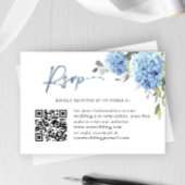Cartons Réponse Elégant aquarelle bleu Hydrangea Mariage code QR