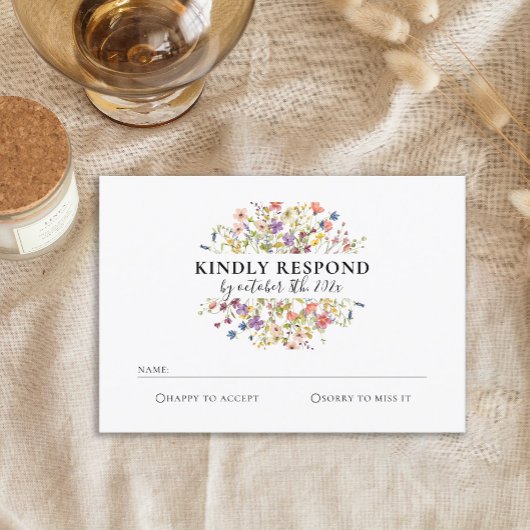 Cartons Réponse Elégant Aquarelle Fleur Fleur Fleur Fleur Mariage 