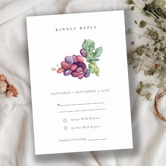 Cartons Réponse Elégant aquarelle Mariage de feuillage de raisin f