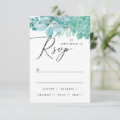 Cartons Réponse Élégant aquarelle menthe mariage succulent à la fl (Debout devant)