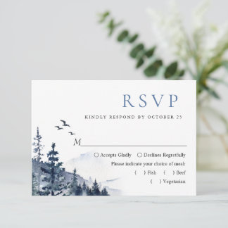 Cartons Réponse Elégant Aquarelle Montagnes Mariage forestier