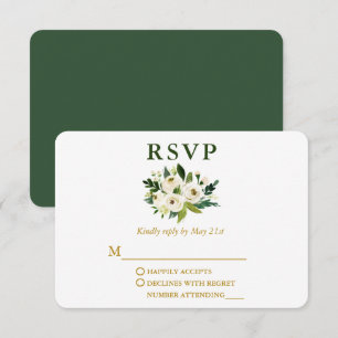 Cartons Réponse Elégant Aquarelle Vert Floral Mariage or