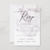 Cartons Réponse Elégant aquarelle violet foncé mariage de script (Devant)