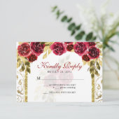 Cartons Réponse Elégant Arc Floral Rouge Or Quinceañera (Debout devant)